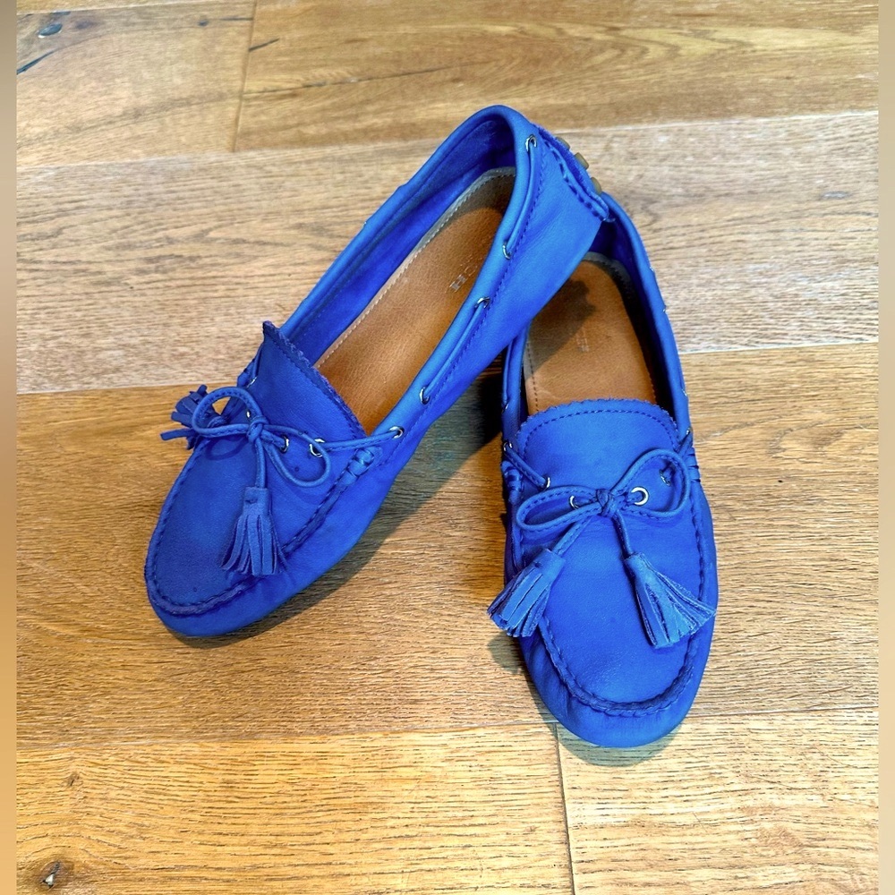 Coach Electric Blue Tassel Moccasin Loafers